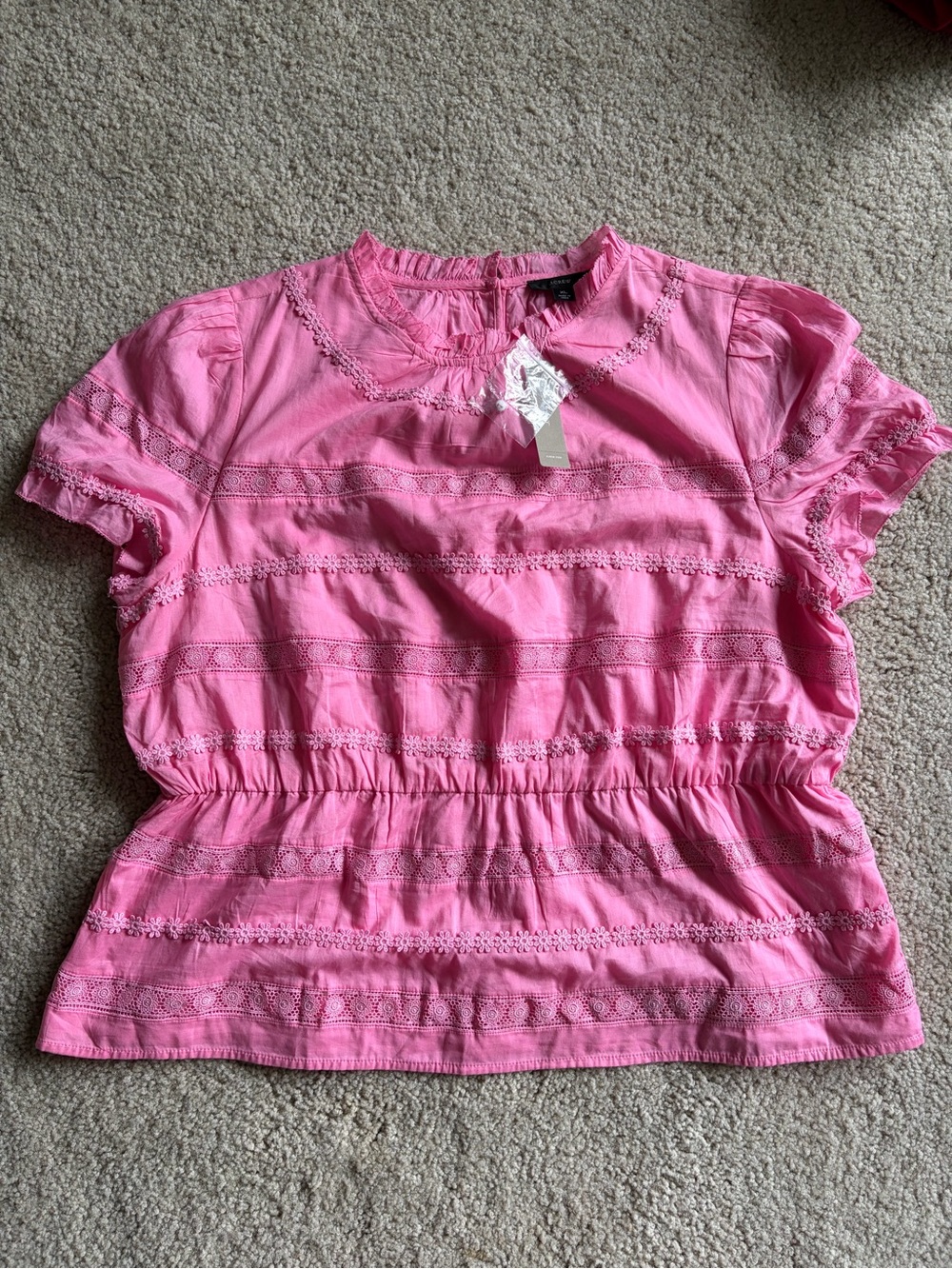 J.crew women’s bohemian daisy chain peplum pink top blouse size xl NWT